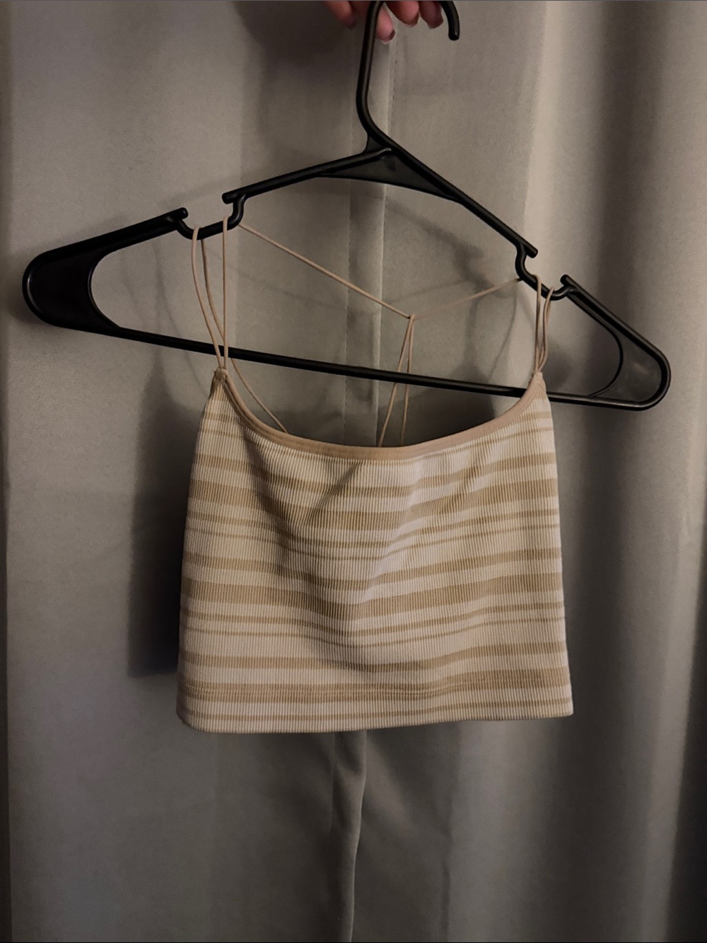 Gilly Hicks Beige & White Striped Ribbed Tank